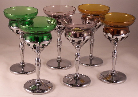 Morgantown Multicolored Glass Insert Chrome Cocktail Stems